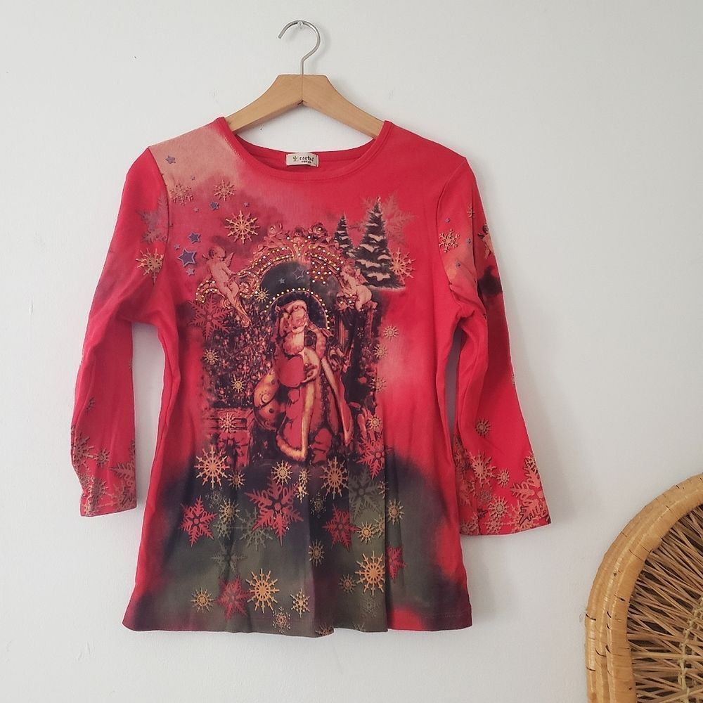 Cactus Christmas Tee Red M